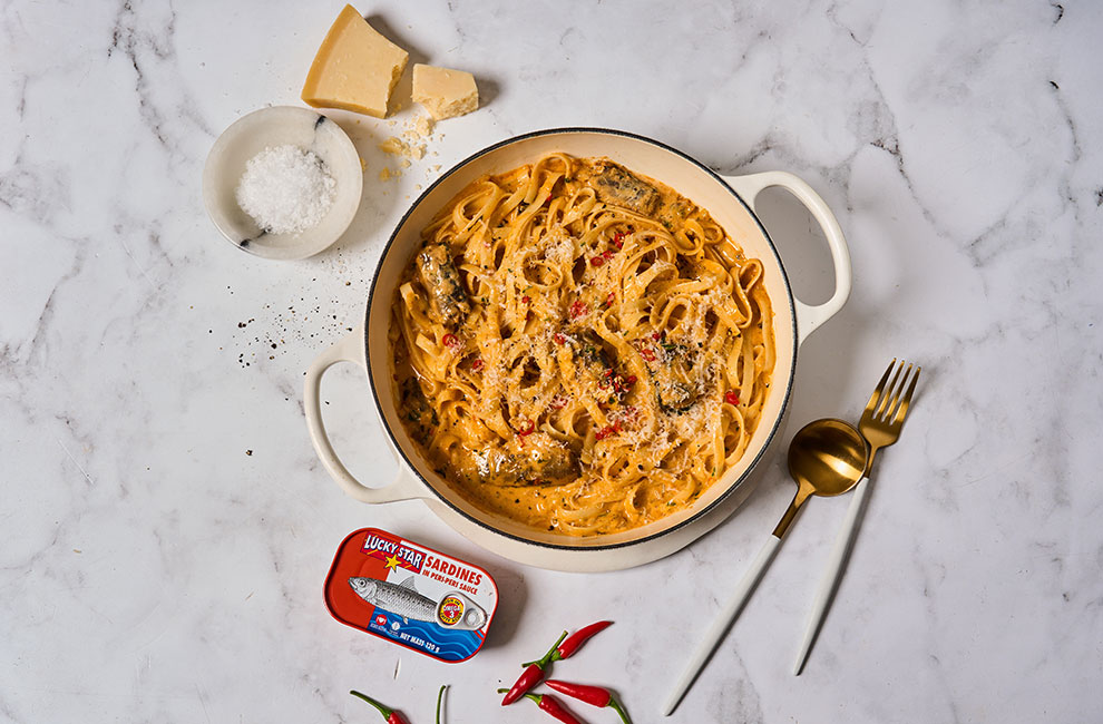 Peri-Peri Sardine Alfredo pasta