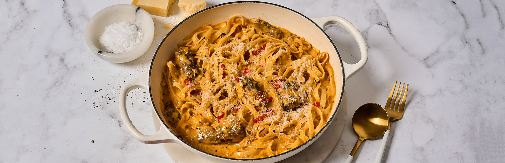 Peri-Peri Sardine Alfredo pasta